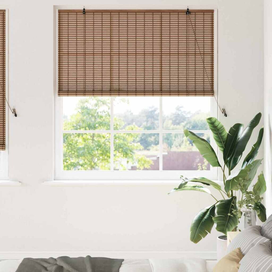 vidaXL Rolgordijn met gordijnen Bruin 150 x 220 cm Bamboe afbeelding 1