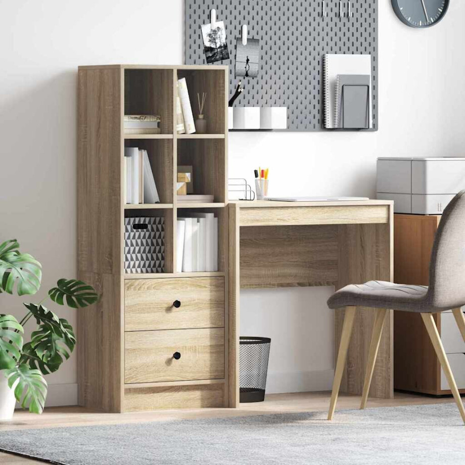 vidaXL Bureau met lade 2 pcs Sonoma Eiken afbeelding 1