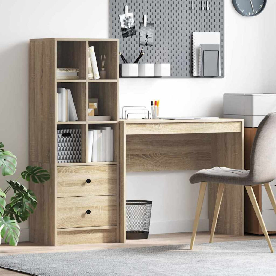 vidaXL Bureau met lade 2 pcs Sonoma Eiken afbeelding 1