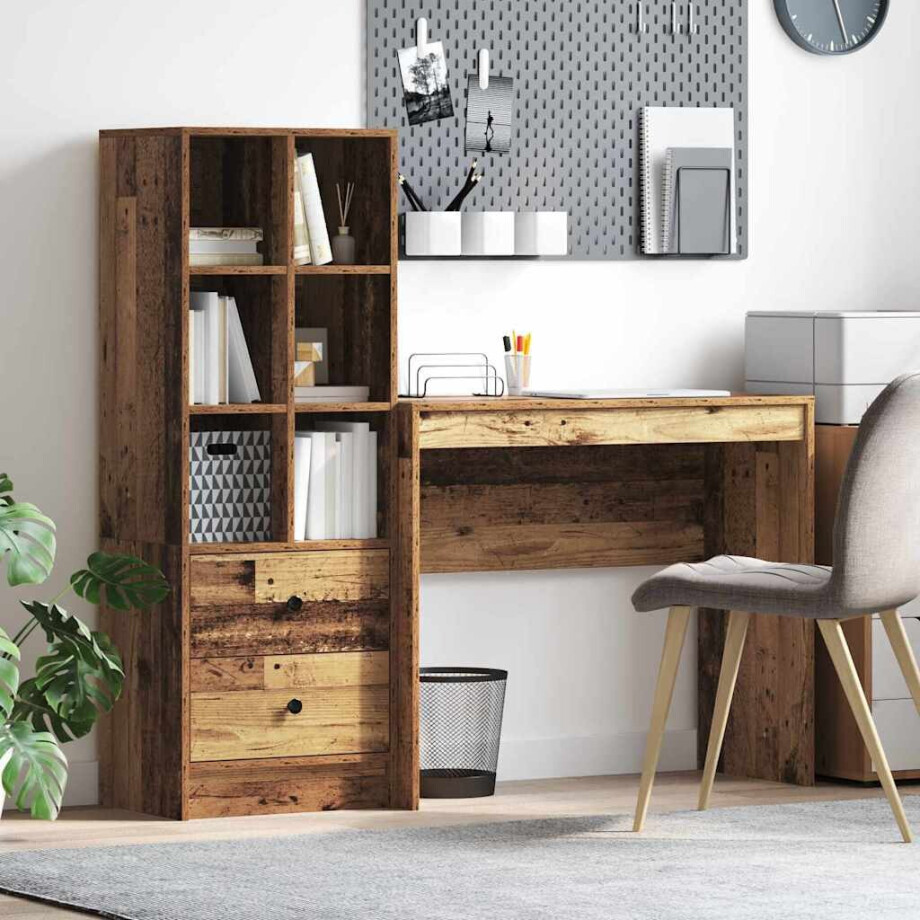 vidaXL Bureau met lade 2 pcs Oudhout vidaXL Bureau met lade 2 pcs Oudhout afbeelding 1