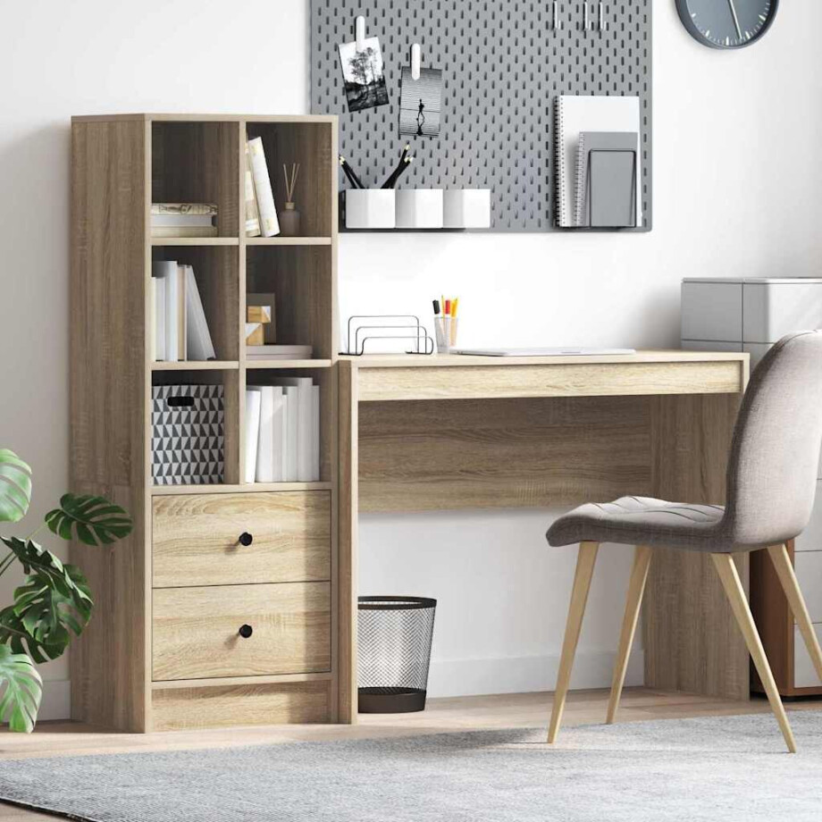 vidaXL Bureau met lade 2 pcs Sonoma Eiken afbeelding 1