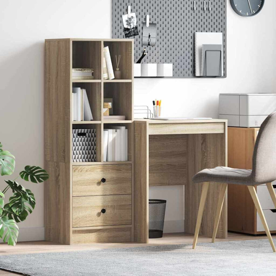 vidaXL Bureau met lade 2 pcs Sonoma Eiken afbeelding 1