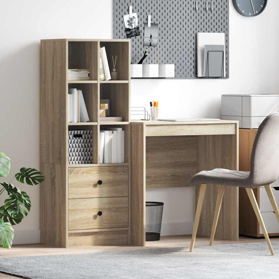 vidaXL Bureau met lade 2 pcs Sonoma Eiken afbeelding 1