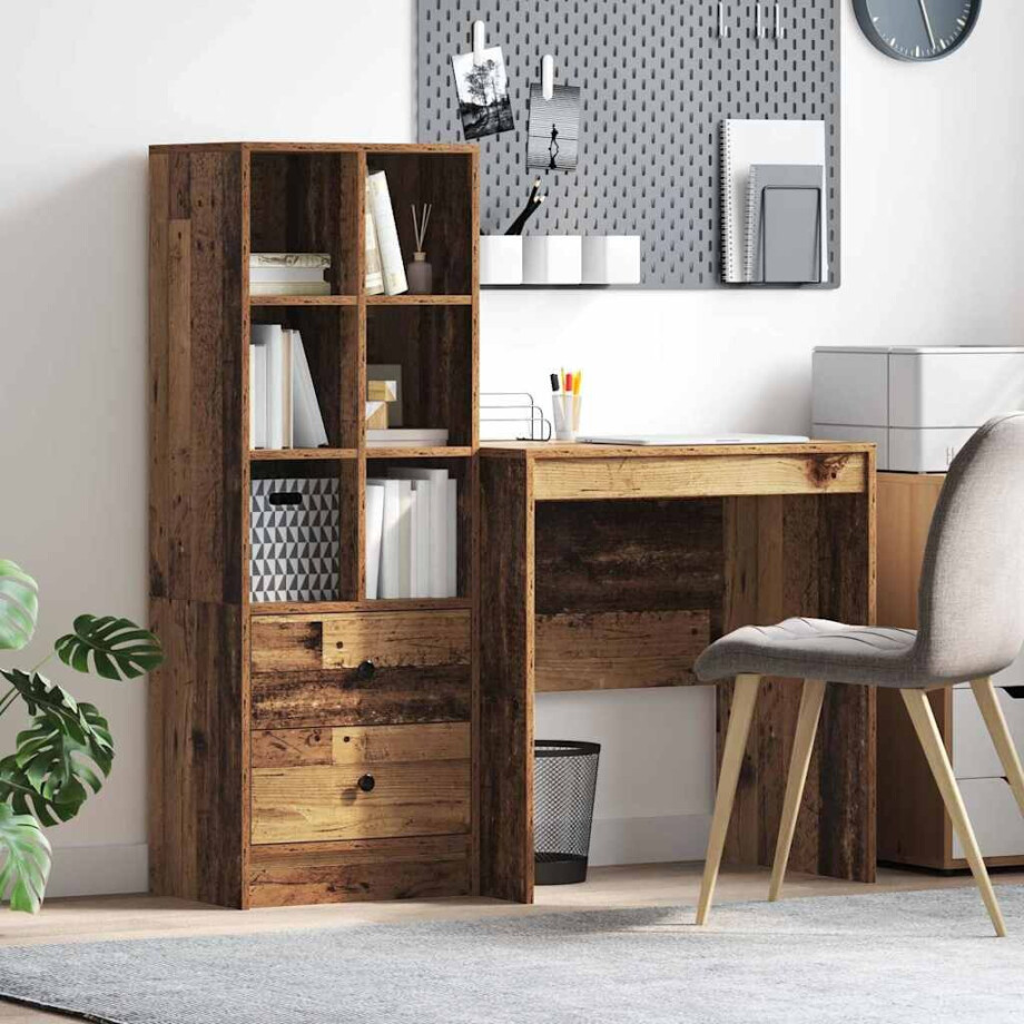 vidaXL Bureau met lade 2 pcs Oudhout vidaXL Bureau met lade 2 pcs Oudhout afbeelding 1