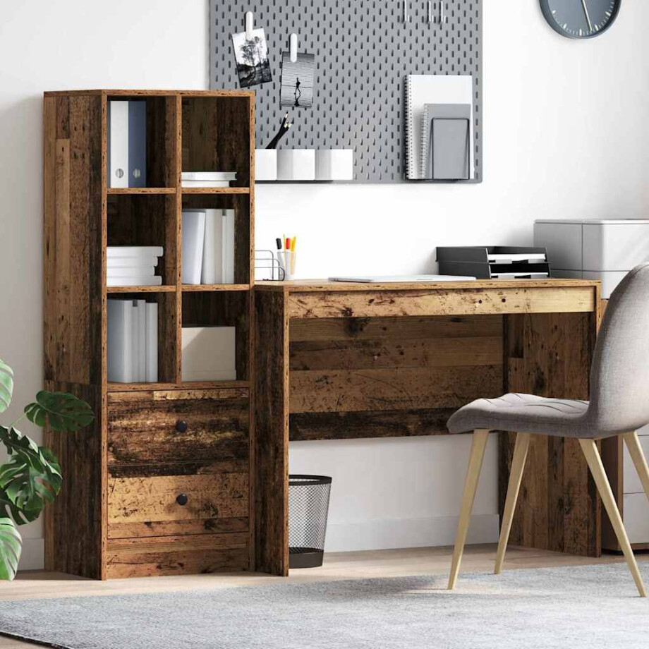 vidaXL Bureau met lade 2 pcs Oudhout vidaXL Bureau met lade 2 pcs Oudhout afbeelding 1
