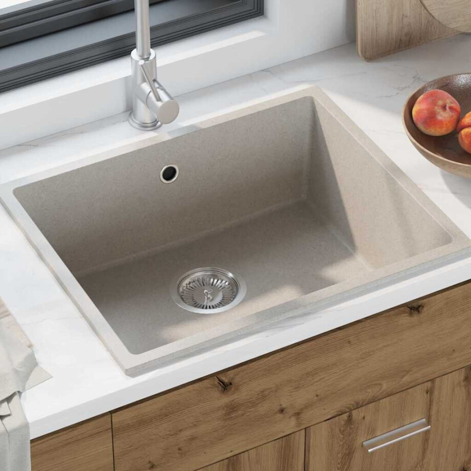 vidaXL Keukenwasbak Beige 54 x 44 x 20 cm Graniet afbeelding 1