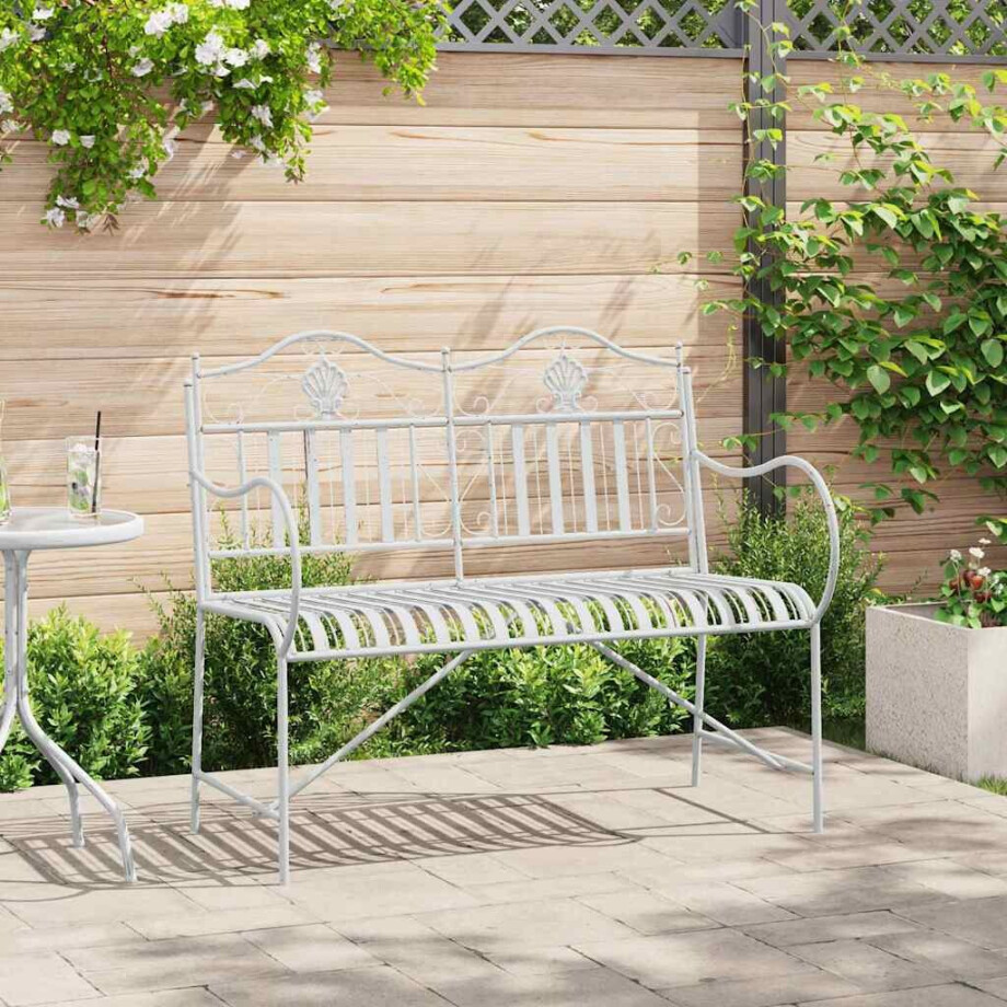 vidaXL Tuinbank Antiek wit 103,5 x 59 x 89 cm Staal vidaXL Tuinbank Antiek wit 103,5 x 59 x 89 cm Staal afbeelding 1
