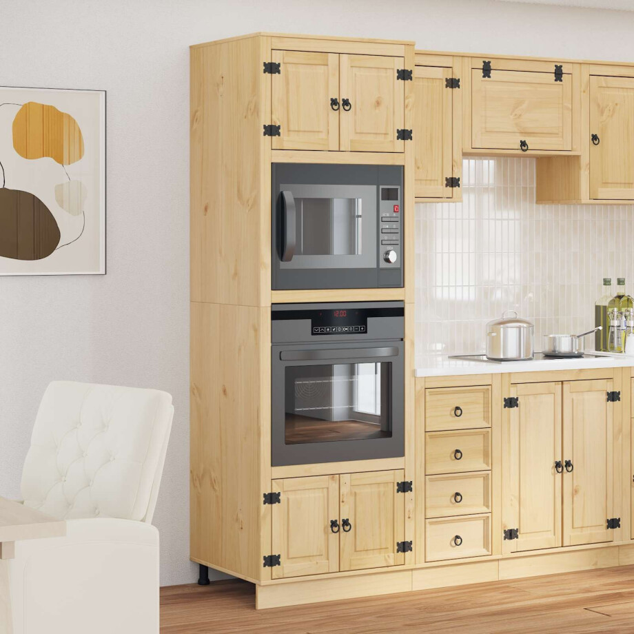 vidaXL Kast SKI HoningBruin 66 x 58 x 207 cm Massief grenenhout afbeelding 1