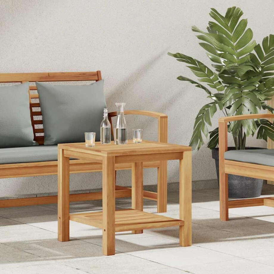 vidaXL Salontafel met opslag Bruin 45 x 45 x 45 cm Massief Teakhout afbeelding 1