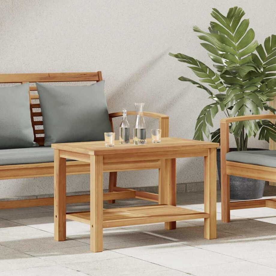 vidaXL Salontafel met opslag Bruin 70 x 40 x 45 cm Massief Teakhout afbeelding 1