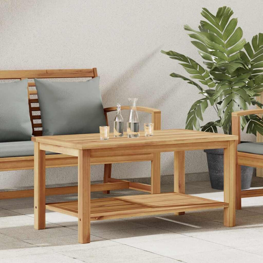 vidaXL Salontafel met opslag Bruin 90 x 50 x 45 cm Massief Teakhout afbeelding 1