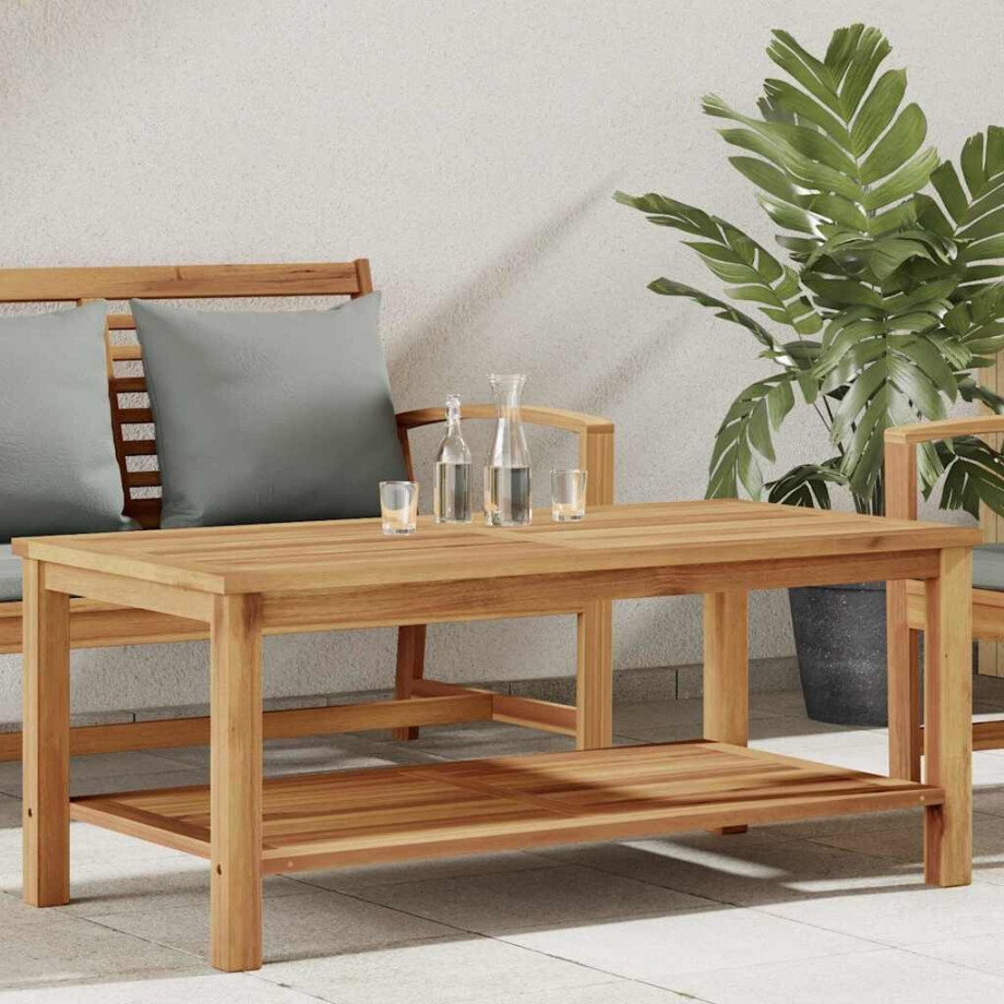 vidaXL Salontafel met opslag Bruin 110 x 55 x 45 cm Massief Teakhout afbeelding 1