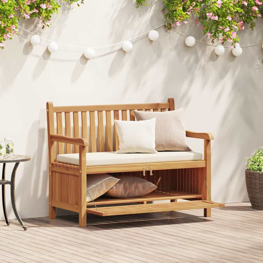 vidaXL Tuinbank met opslag 114 x 60 x 90 cm Massief Teakhout vidaXL Tuinbank met opslag 114 x 60 x 90 cm Massief Teakhout afbeelding 1