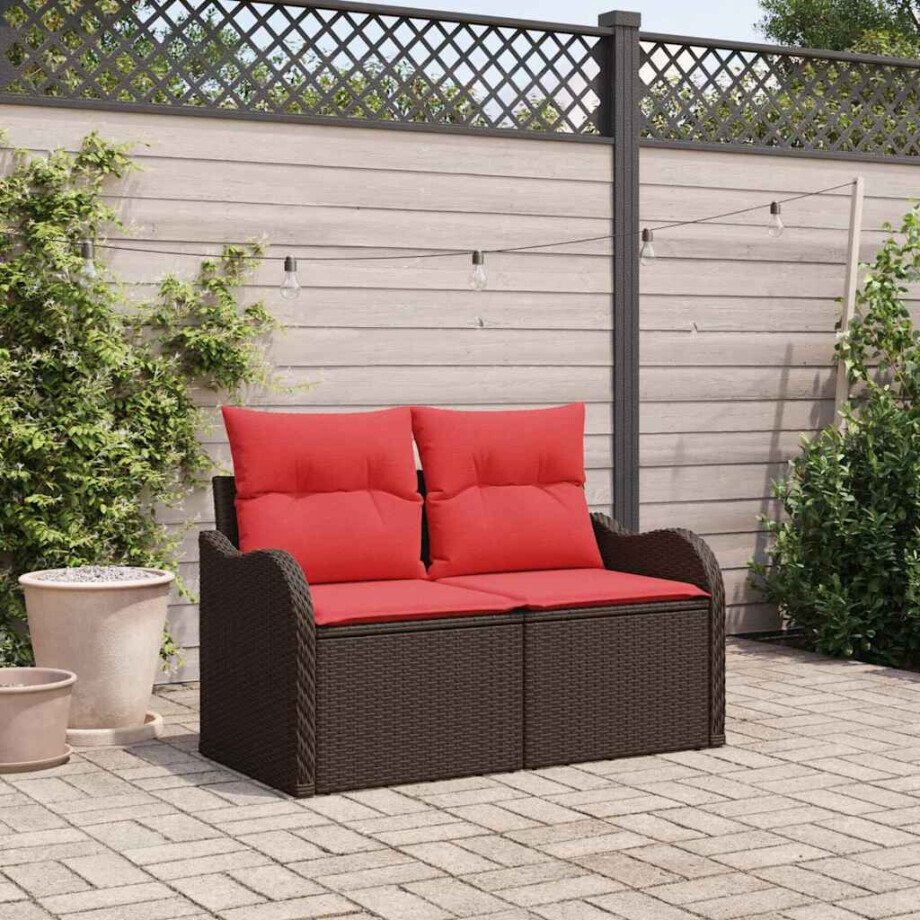 vidaXL Tuinbank met kussen 121 x 62 x 69 cm poly rattan vidaXL Tuinbank met kussen 121 x 62 x 69 cm poly rattan afbeelding 1