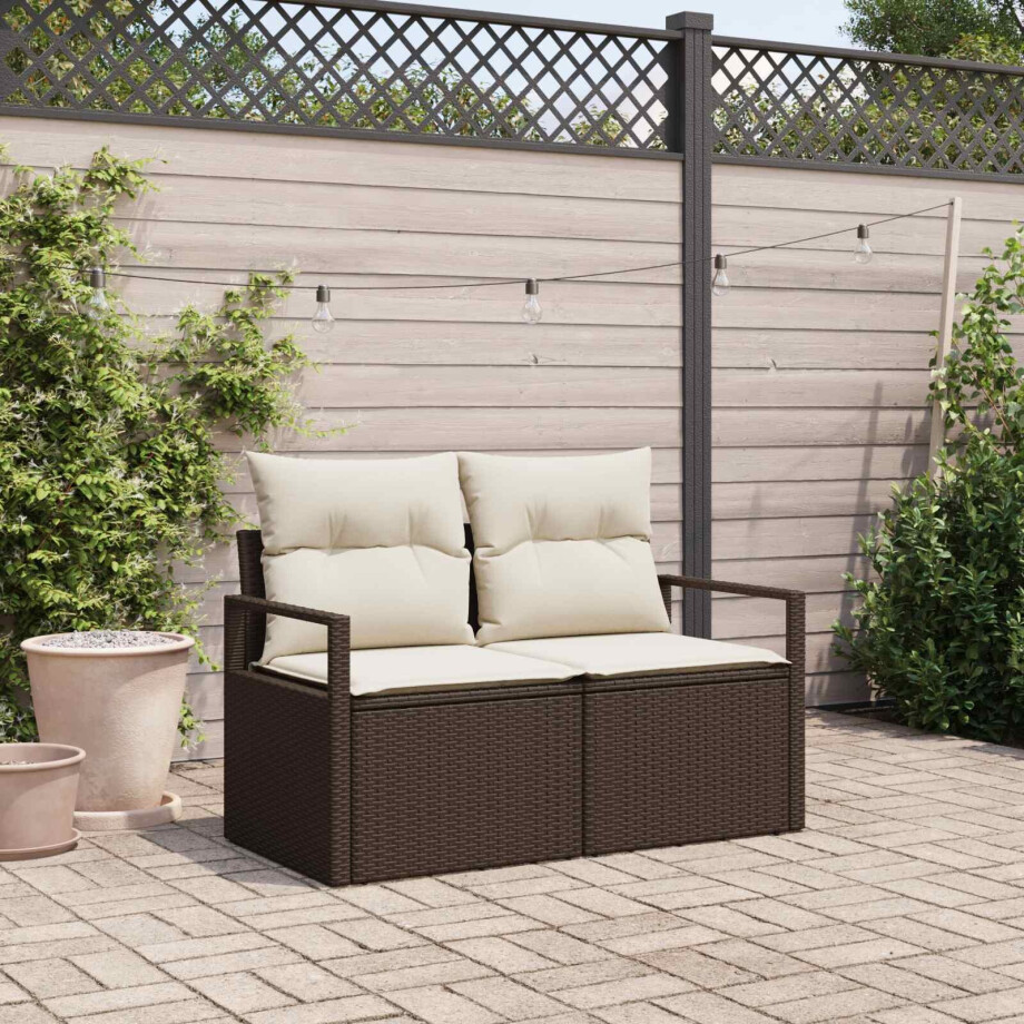 vidaXL Tuinbank met kussen 120 x 62 x 69 cm poly rattan vidaXL Tuinbank met kussen 120 x 62 x 69 cm poly rattan afbeelding 1