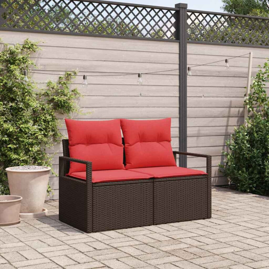 vidaXL Tuinbank met kussen 120 x 62 x 69 cm poly rattan vidaXL Tuinbank met kussen 120 x 62 x 69 cm poly rattan afbeelding 1