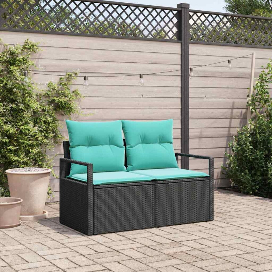 vidaXL Tuinbank met kussen 120 x 62 x 69 cm poly rattan afbeelding 1