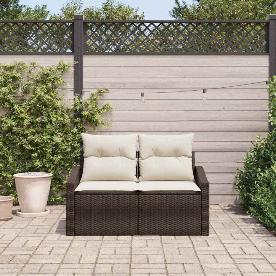 vidaXL Tuinbank met kussen 123 x 62 x 69 cm poly rattan vidaXL Tuinbank met kussen 123 x 62 x 69 cm poly rattan afbeelding 1