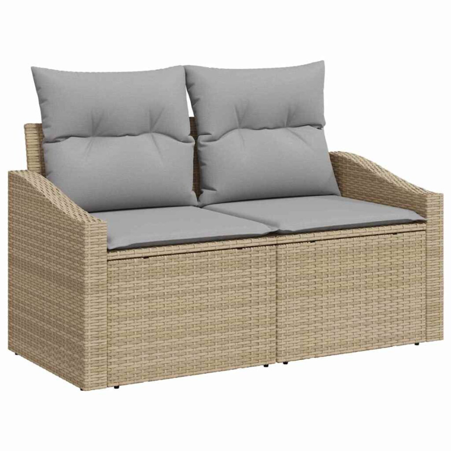 vidaXL Tuinbank met kussen 123 x 62 x 69 cm poly rattan afbeelding 1