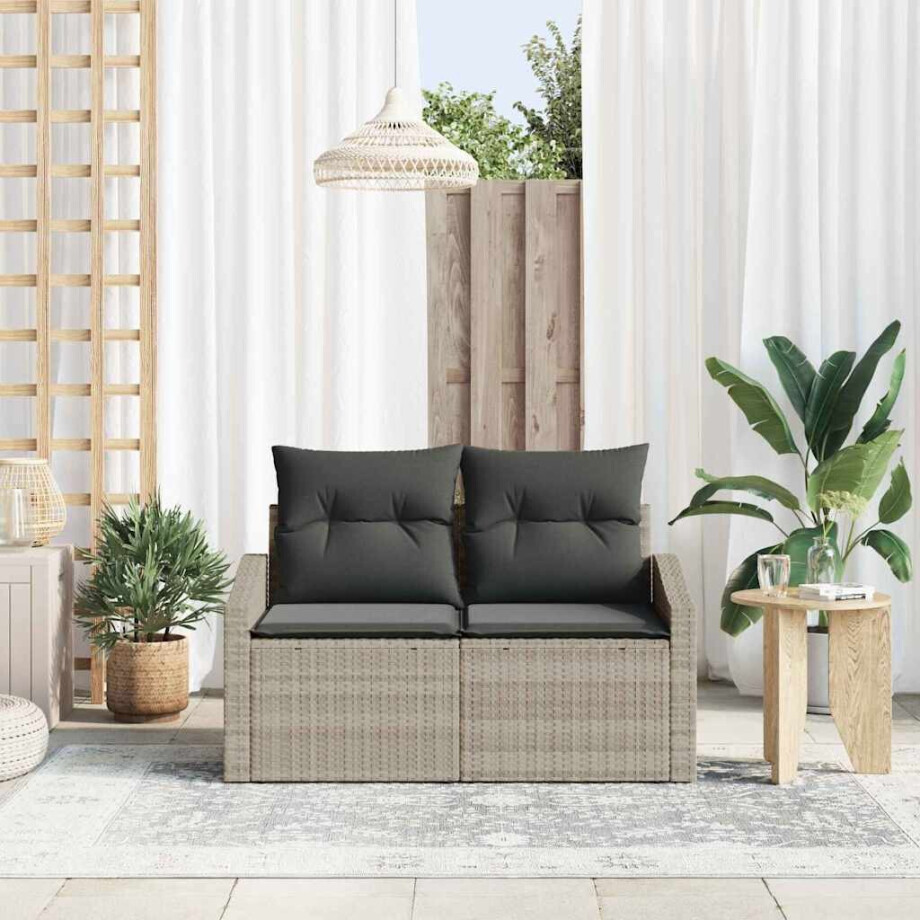 vidaXL Tuinbank met kussen 123 x 62 x 69 cm poly rattan afbeelding 1