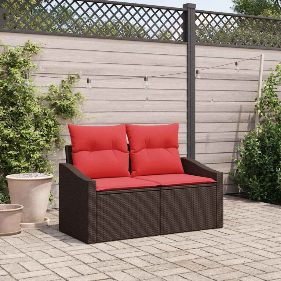vidaXL Tuinbank Bruin 123 x 62 x 69cm poly rattan afbeelding 1