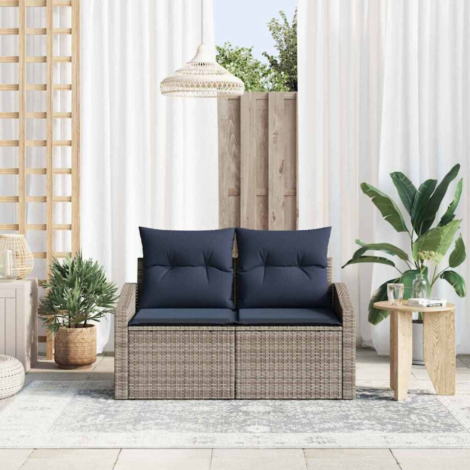 vidaXL Tuinbank Grijs 123 x 62 x 69cm poly rattan vidaXL Tuinbank Grijs 123 x 62 x 69cm poly rattan afbeelding 1
