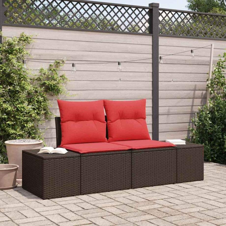 vidaXL Tuinbank met kussen met opslag 184 x 62 x 69 cm poly rattan vidaXL Tuinbank met kussen met opslag 184 x 62 x 69 cm poly rattan afbeelding 1