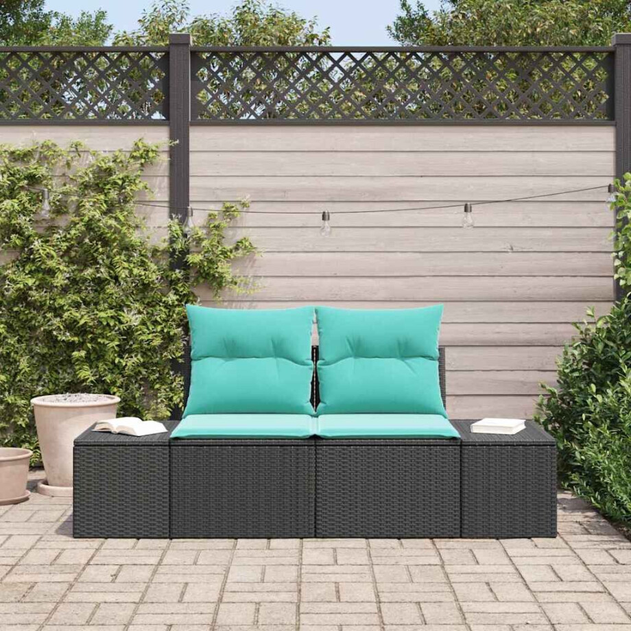 vidaXL Tuinbank met kussen met opslag 184 x 62 x 69 cm poly rattan afbeelding 1