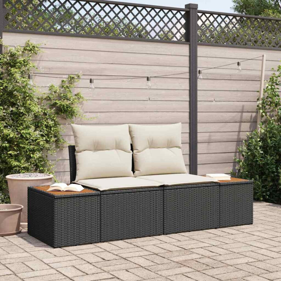 vidaXL Tuinbank Zwart 184 x 62 x 85cm poly rattan afbeelding 1