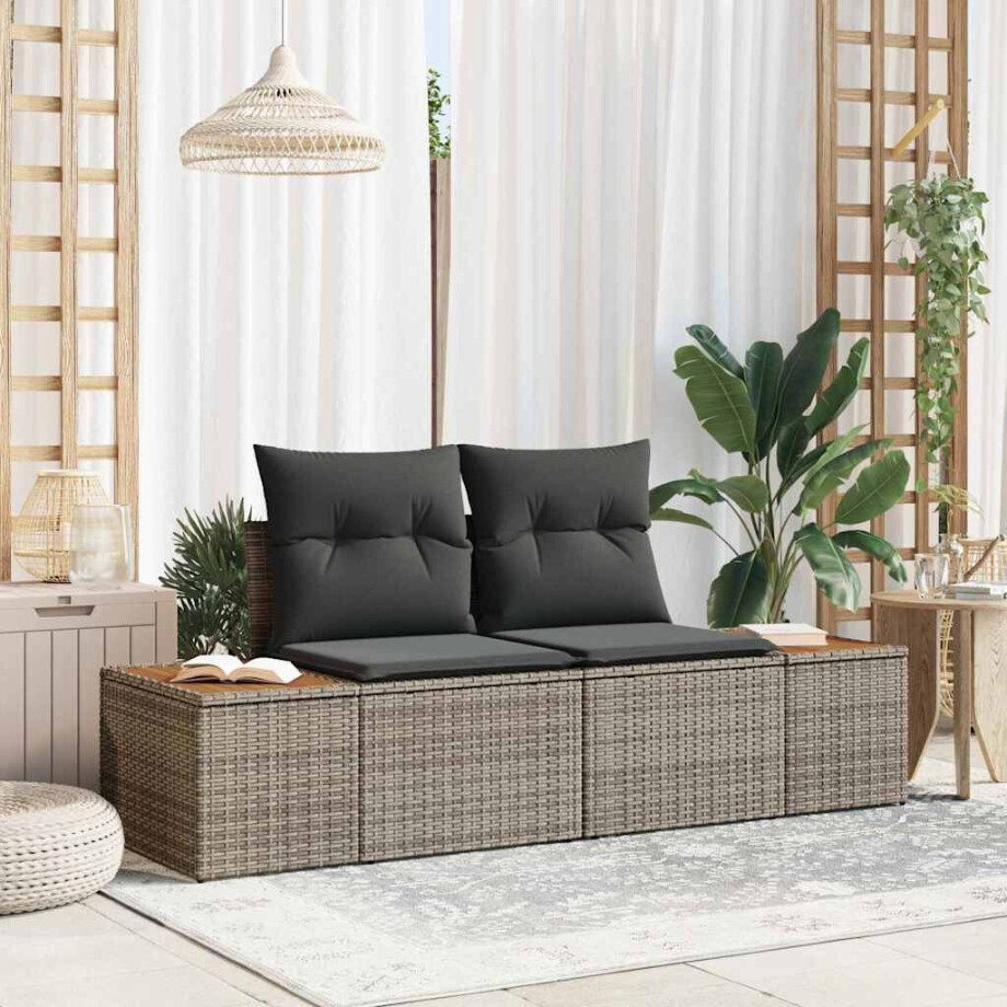 vidaXL Tuinbank Grijs 184 x 62 x 85cm poly rattan vidaXL Tuinbank Grijs 184 x 62 x 85cm poly rattan afbeelding 1