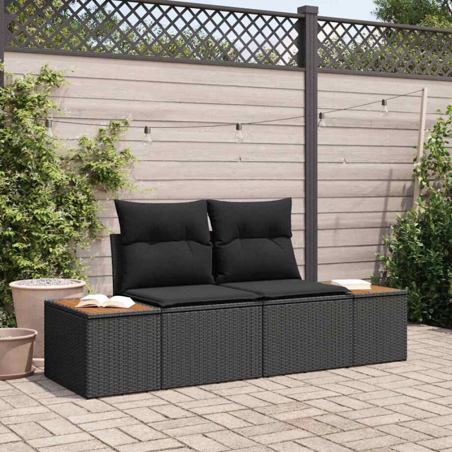 vidaXL Tuinbank Zwart 184 x 62 x 85cm poly rattan afbeelding 1
