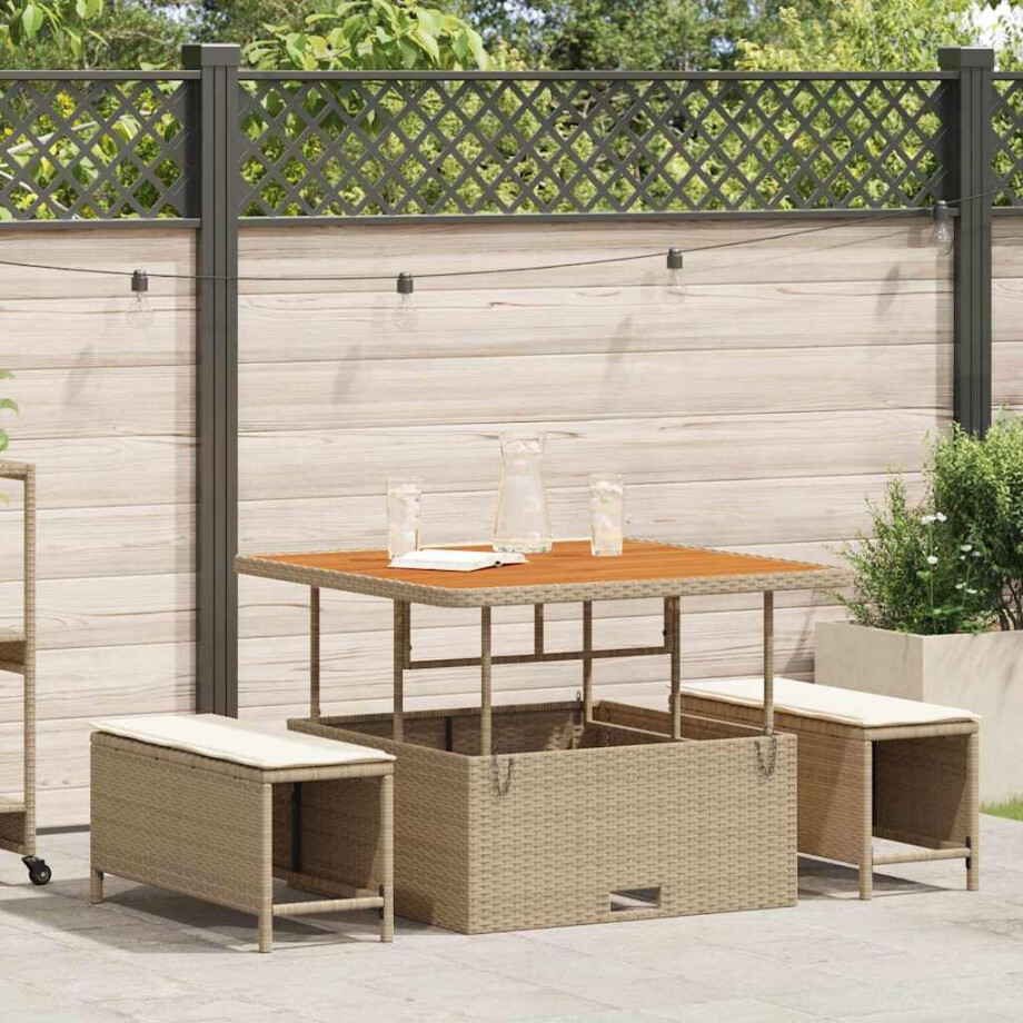 vidaXL Tuin eettafelset Beige poly rattan afbeelding 1