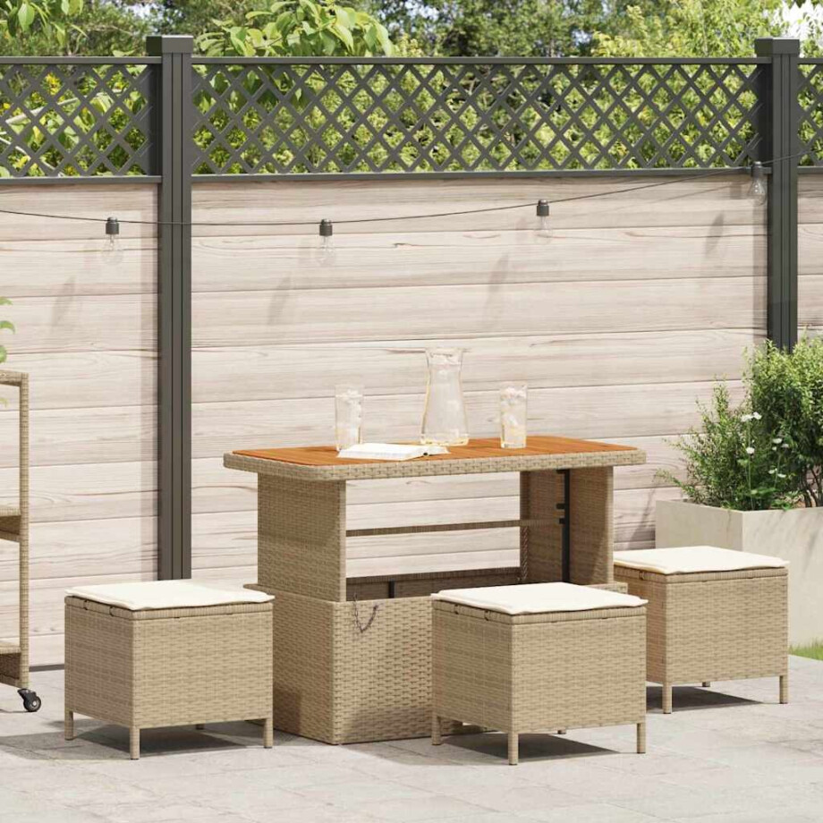 vidaXL Tuin eettafelset Beige poly rattan afbeelding 1