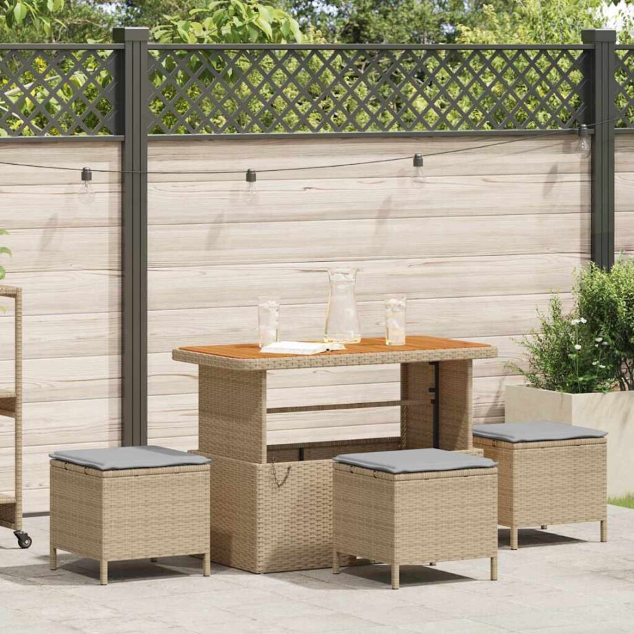 vidaXL Tuin eettafelset Beige poly rattan afbeelding 1