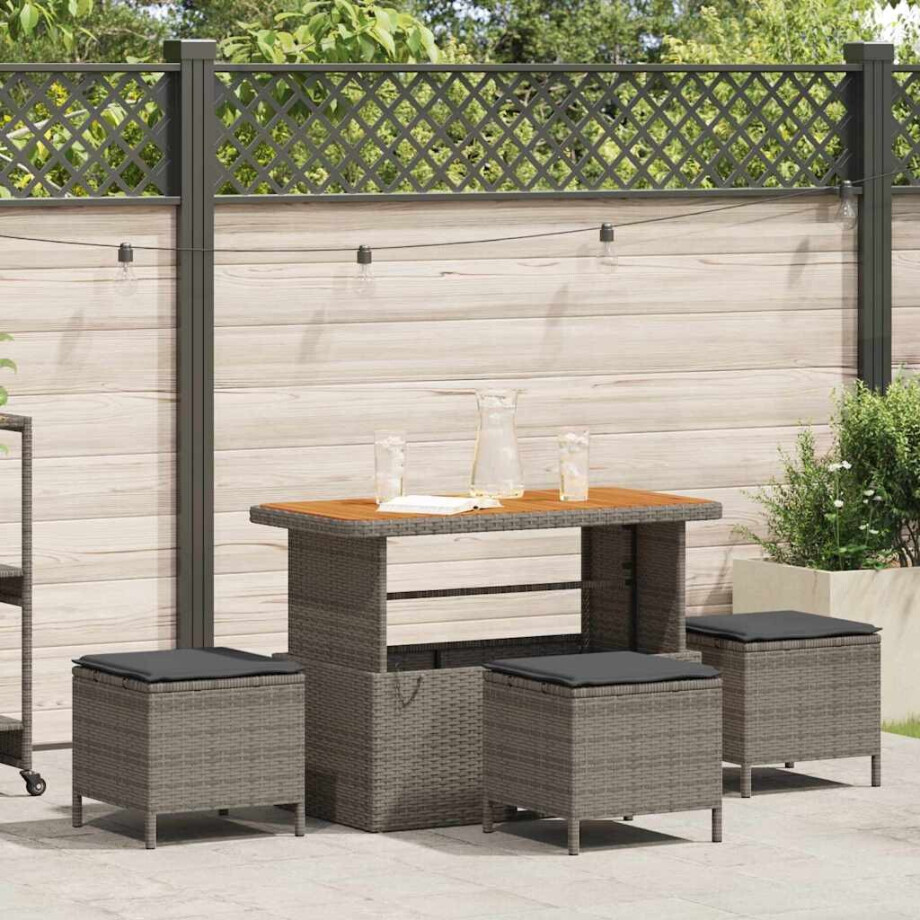 vidaXL Tuin eettafelset Grijs poly rattan vidaXL Tuin eettafelset Grijs poly rattan afbeelding 1