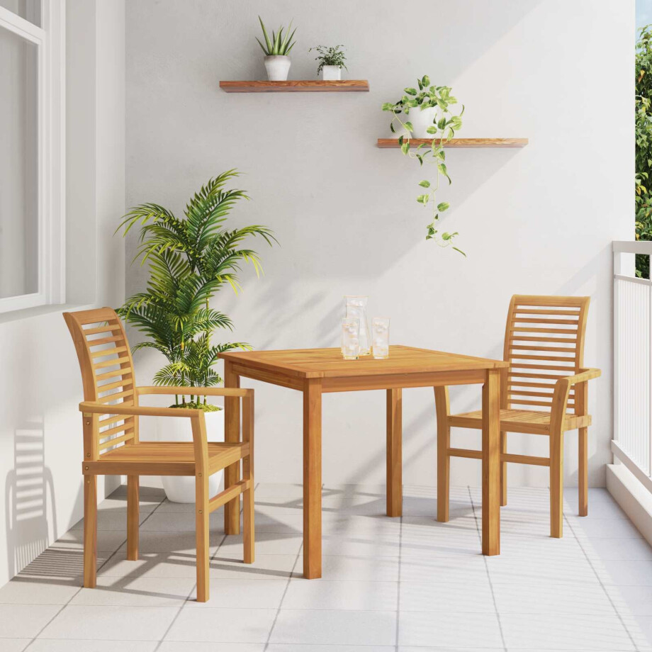 vidaXL Eetkamerstoel 2 pcs Bruin 62 x 55 x 94 cm Massief Teakhout afbeelding 1