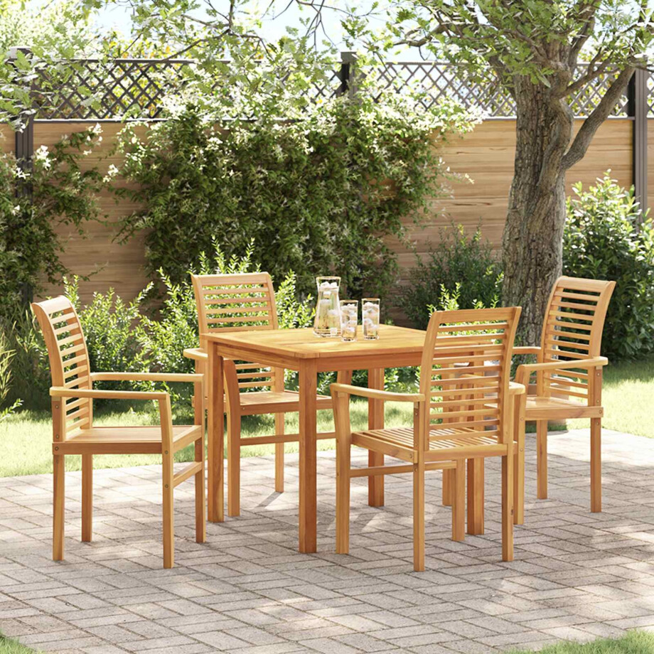 vidaXL Eetkamerstoel 4 pcs Bruin 62 x 55 x 94 cm Massief Teakhout vidaXL Eetkamerstoel 4 pcs Bruin 62 x 55 x 94 cm Massief Teakhout afbeelding 1