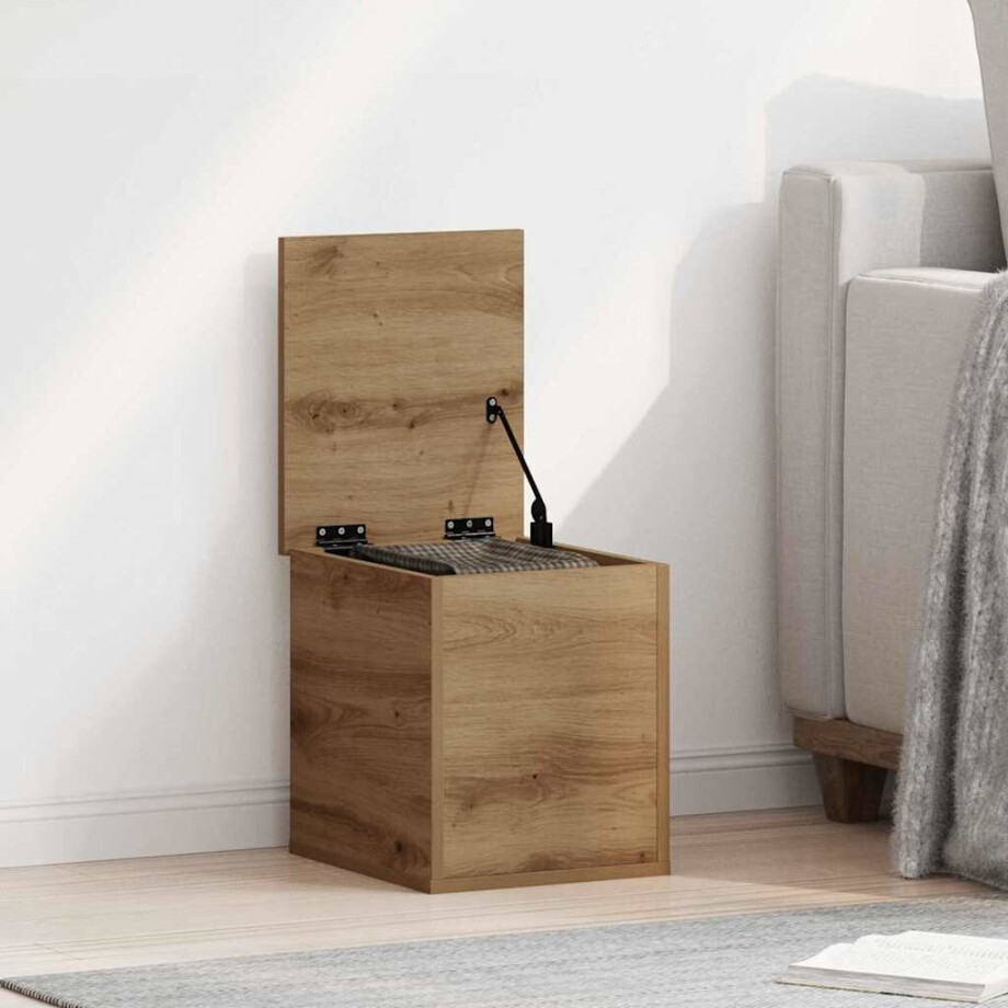 vidaXL Opslagdoos Artisan Eiken 30 x 35 x 35 cm Bewerkt hout afbeelding 1