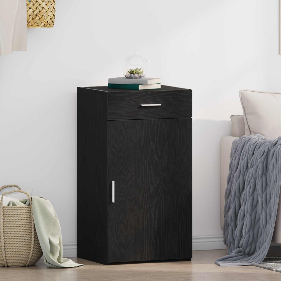vidaXL Dressoir met lade Zwart Eiken 50 x 42,5 x 93 cm vidaXL Dressoir met lade Zwart Eiken 50 x 42,5 x 93 cm afbeelding 1