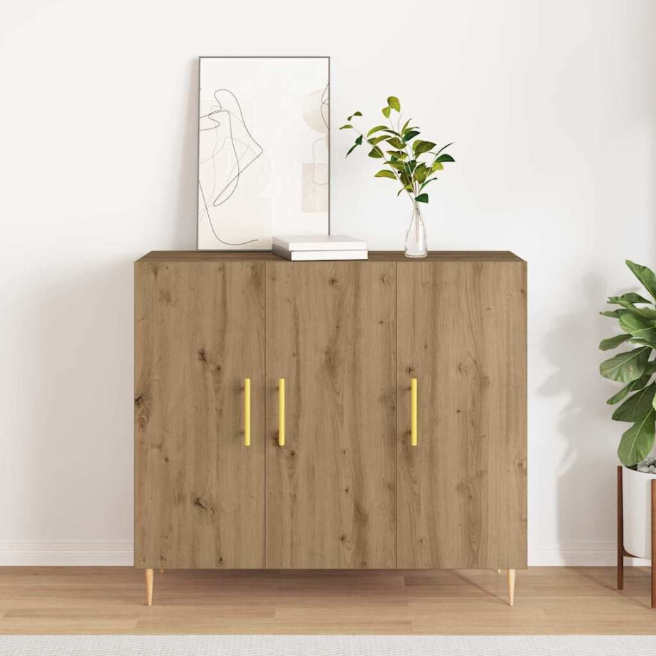 vidaXL Dressoir Artisan Eiken 90 x 34 x 80 cm Bewerkt hout vidaXL Dressoir Artisan Eiken 90 x 34 x 80 cm Bewerkt hout afbeelding 1
