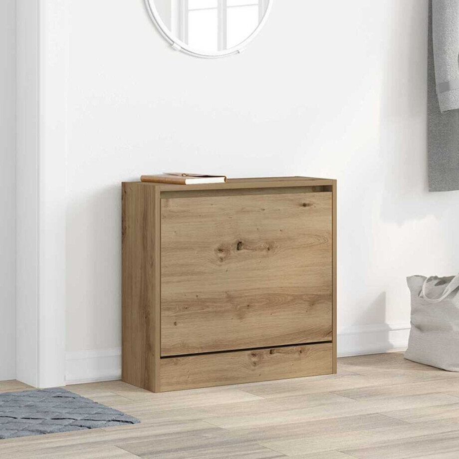 vidaXL Schoenenkast Artisan Eiken 60 x 21 x 57 cm Bewerkt hout vidaXL Schoenenkast Artisan Eiken 60 x 21 x 57 cm Bewerkt hout afbeelding 1