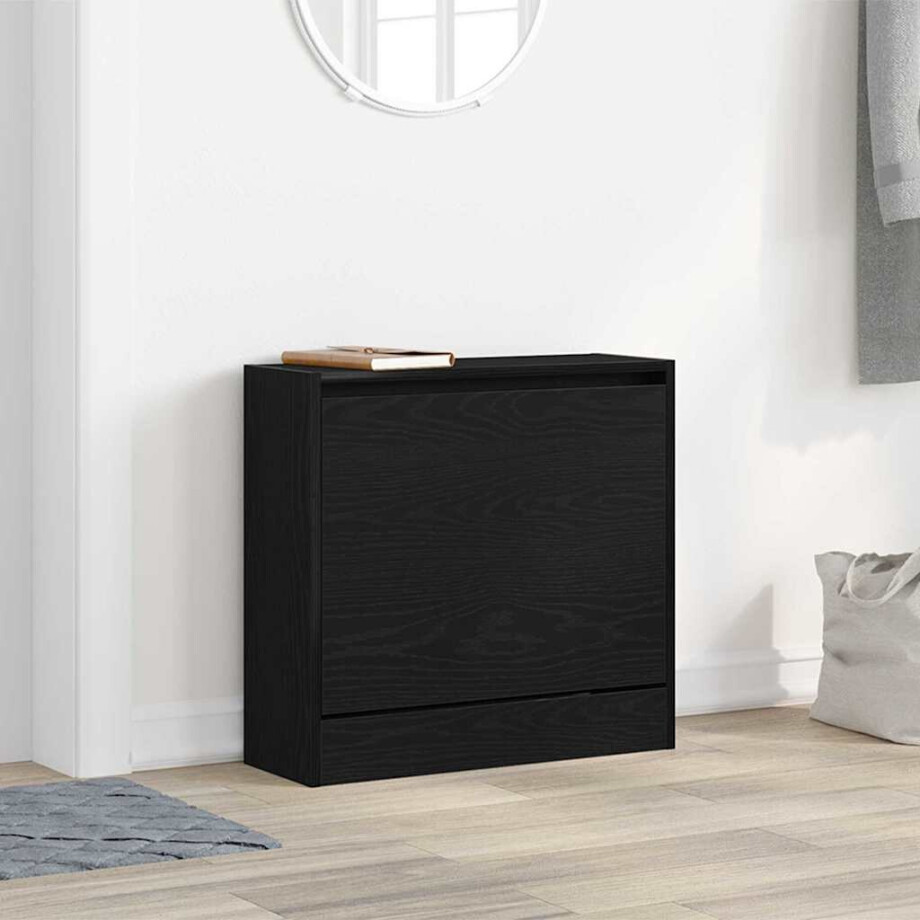 vidaXL Schoenenkast met plank Zwart Eiken 60 x 21 x 57 cm Bewerkt hout afbeelding 1