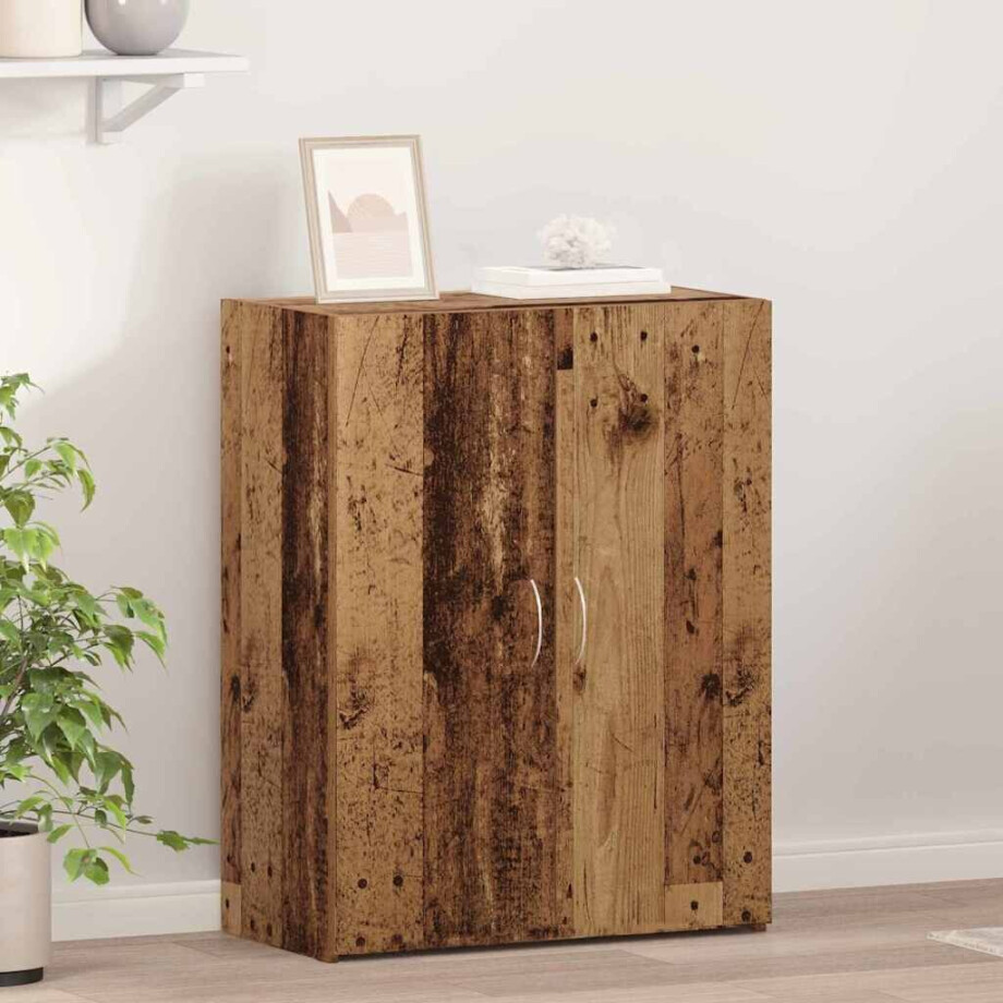 vidaXL Kantoorkast Zwart Eiken 70 x 32 x 77.5 cm Bewerkt hout vidaXL Kantoorkast Zwart Eiken 70 x 32 x 77.5 cm Bewerkt hout afbeelding 1