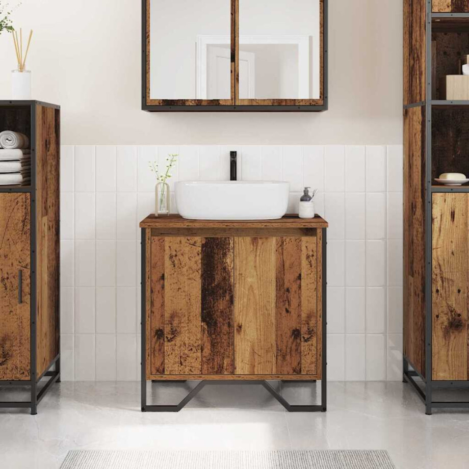 vidaXL Badkamertenk te kast Oud Hout 60 x 35 x 60 cm Bewerkt hout vidaXL Badkamertenk te kast Oud Hout 60 x 35 x 60 cm Bewerkt hout afbeelding 1