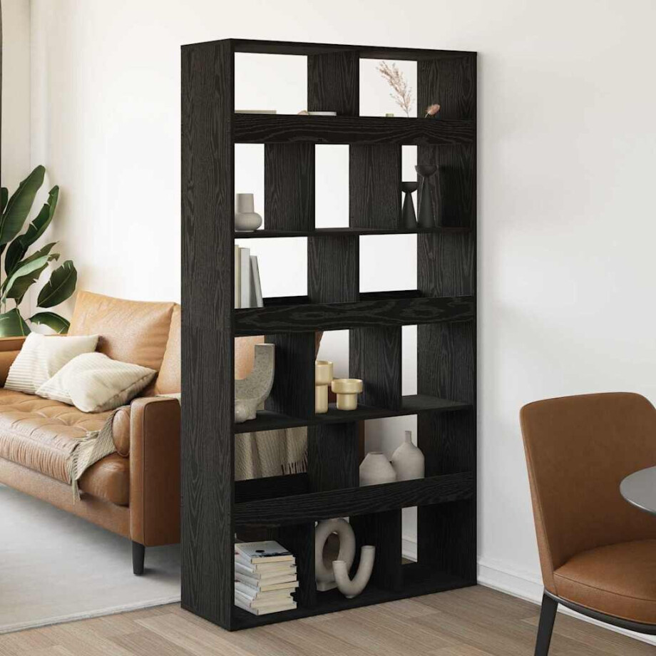 vidaXL Boekenkast 2 pcs Zwart Eiken 100 x 33 x 93.75 cm Bewerkt hout afbeelding 1