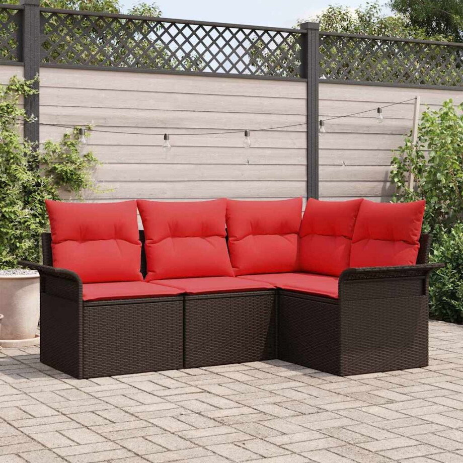 vidaXL Tuin Sofa Set met kussen Bruin poly rattan vidaXL Tuin Sofa Set met kussen Bruin poly rattan afbeelding 1