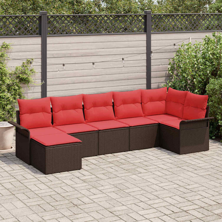 vidaXL Tuin Sofa Set met kussen Bruin poly rattan vidaXL Tuin Sofa Set met kussen Bruin poly rattan afbeelding 1