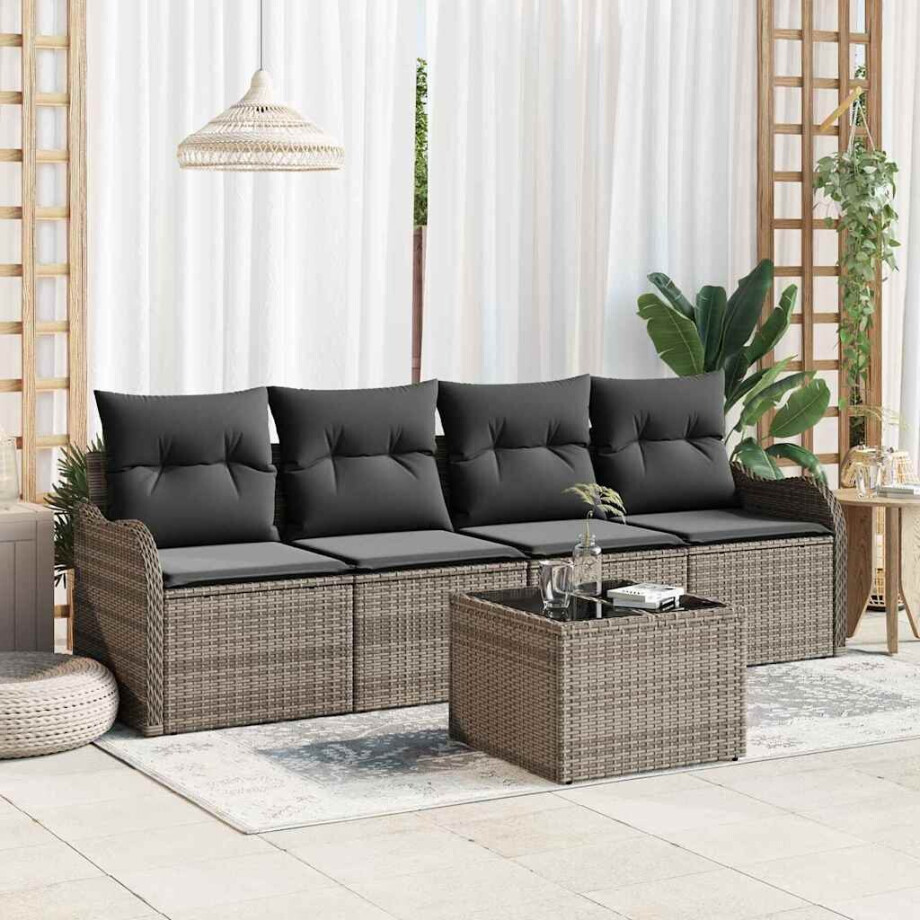 vidaXL Tuin Sofa Set Grijs poly rattan afbeelding 1