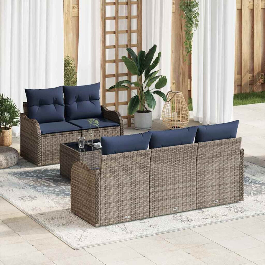 vidaXL Tuin Sofa Set Grijs 55 x 55 x 37 cm poly rattan afbeelding 1