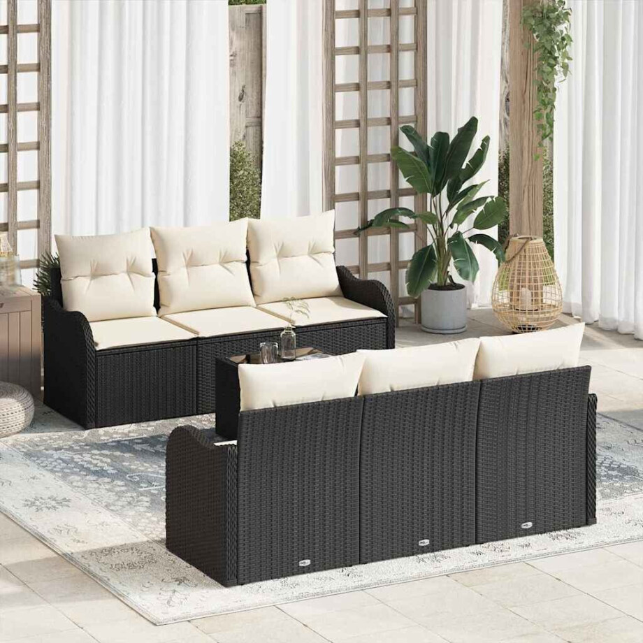 vidaXL Tuin Sofa Set Zwart 55 x 55 x 37 cm poly rattan afbeelding 1